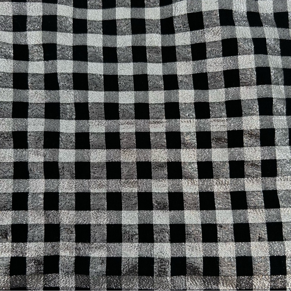 NWT J. Crew Factory Metallic Gingham Pull-On Mini Skirt Silver and Black Lurex - Picture 6 of 9